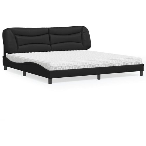  The Living Store Postelja z vzmetnico črna 200x200 cm umetno usnje - Postelja, (21496775) Cene