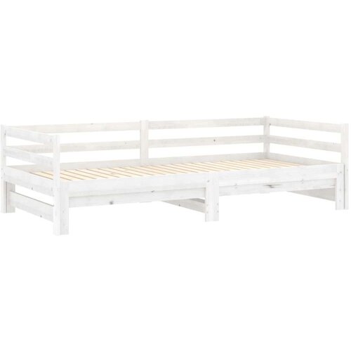 VidaXL Dnevni ležaj na izvlačenje 2 x (90 x 200) cm bijeli od borovine Slike