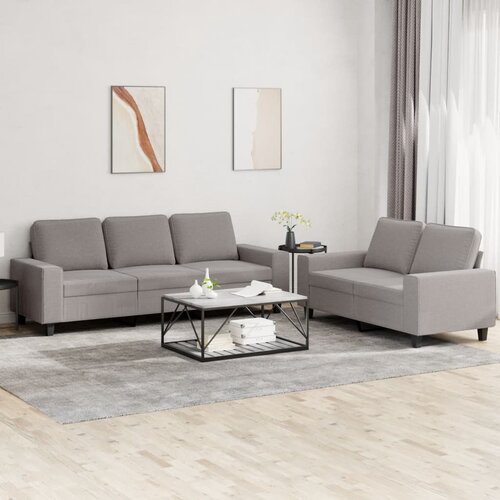  2-dijelni set sofa s jastucima smeđesivi od tkanine Cene