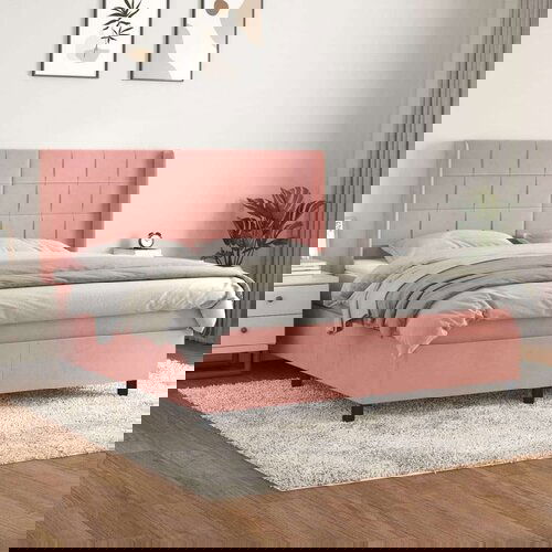  S oprugama i madracem ružičasti 160x200 cm bar&amp;scaron;unasti Slike