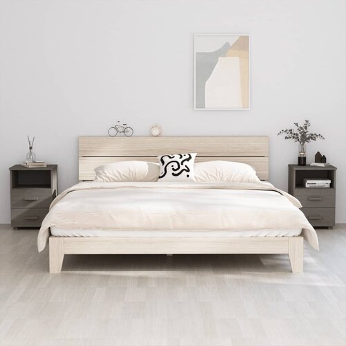 VidaXL Nočna omarica 2 kosa svetlo siva 40x35x62 cm trdna borovina Slike