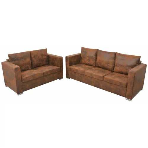  2-dijelni set sofa od umjetne brušene kože