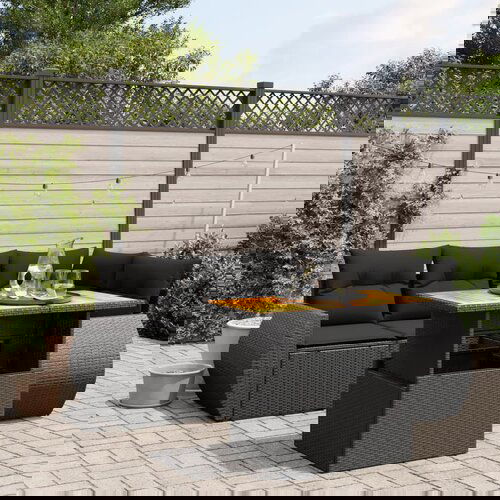  The Living Store Vrtna sedežna garnitura 5-delna z blazinami črn poli ratan - Vrtna Sedežna Garniture, (21477587) Cene