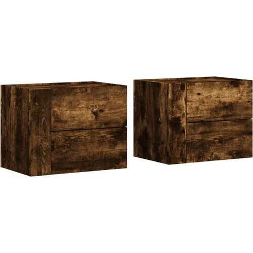 Maison Chic Stenski Dvo delni komplet Nočne omarice - Nočne mize dimljeni hrast 45x30x35 cm, (21688670) Slike