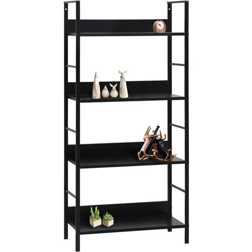 Maison Chic Knjižna omara - Knjižna polica - Knjižni regal 4-nadstropna črna 60x27,6x124,5 cm inž. les, (21723311) Slike