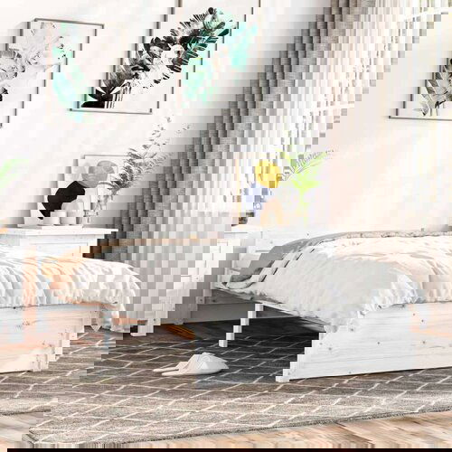  Posteljni okvir bel trden les 75x190 cm 2FT6, (20645313) Cene