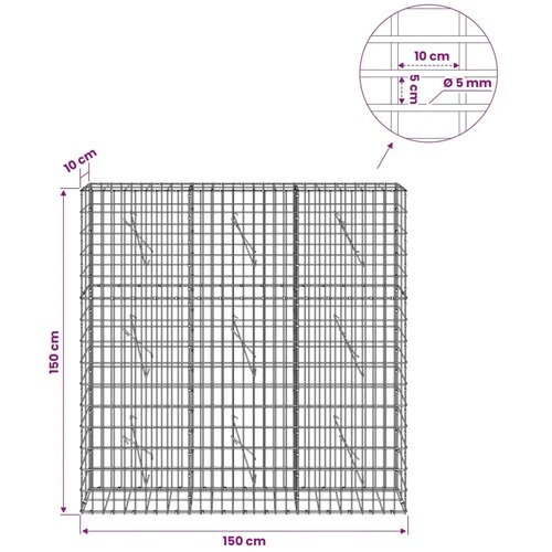  Gabion s žicom debljine 5 mm i mrežom 5x10 cm 150x10x150 cm - 10 cm 150 cm 150 cm Slike