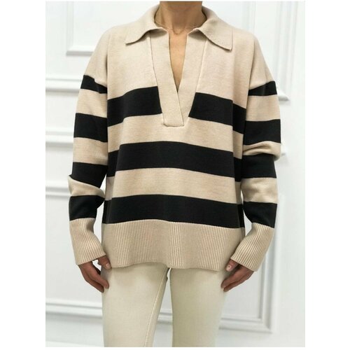 Dilvin 10325 Polo Neck Striped Sweater Slike
