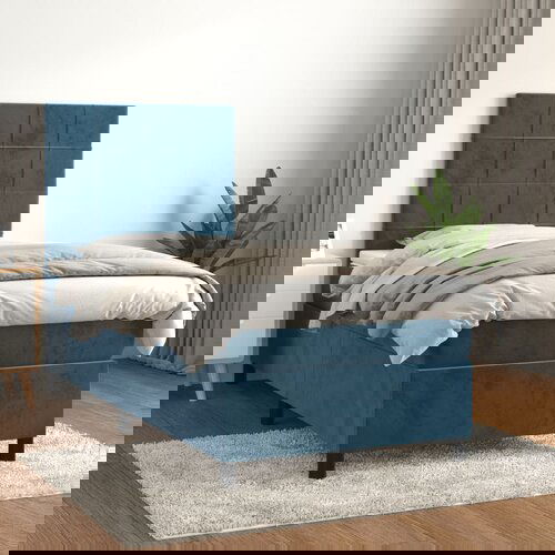 VidaXL Box spring krevet s madracem tamnoplavi 100x200 cm bar&amp;scaron;unasti Slike