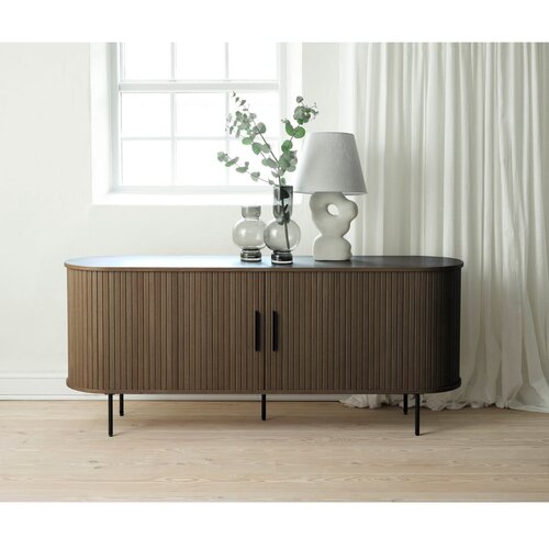 Unique Furniture Smeđa komoda u dekoru hrasta s kliznim vratima 180x76x45 cm Nola &amp;ndash; Slike