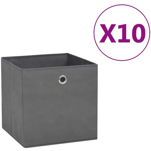 vidaXL kutije za pohranu od netkane tkanine 10 kom 28x28x28 cm sive