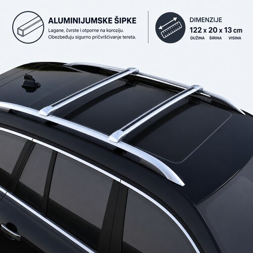  Krovni nosači aluminijumski 122 cm, set za vozila sa otvorenim krovnim &amp;scaron;inama Slike