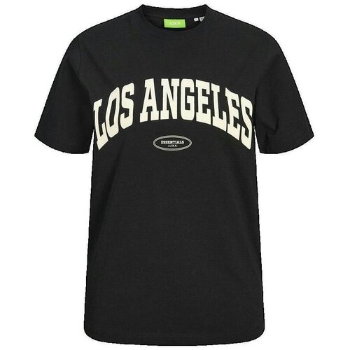 Jack & Jones Majice s kratkimi rokavi T-shirt coupe r&eacute;guli&egrave;re col rond noir Črna Cene