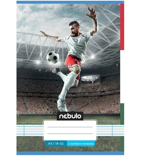 NEBULO Speta črtasta nogometna beležnica za 2. razred, format A/5, 16&ndash;32 strani Cene