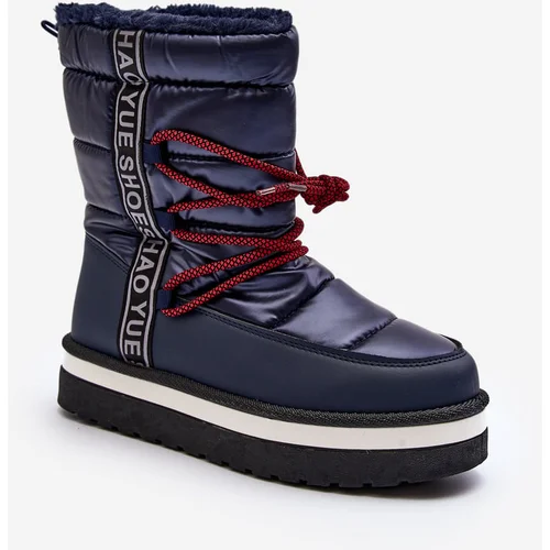 Kesi Women's snow boots with laces, dark blue Lilara