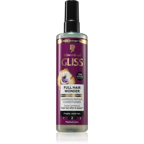 Schwarzkopf Gliss Full Hair Wonder regeneracijski balzam brez spiranja za &amp;scaron;ibke lase 200 ml Slike