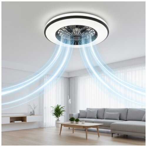  LED RGBW prigu&amp;scaron;iva stropna svetiljka sa ventilatorom VENTELUX LED/48W/230V crna + daljinski upravljač Slike
