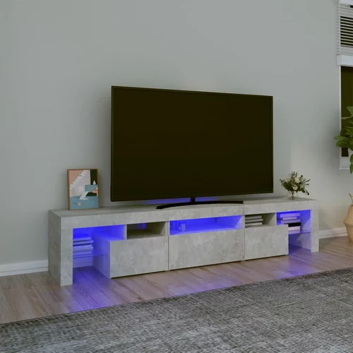 TV ormarić s LED svjetlima siva boja betona 200x36,5x40 cm