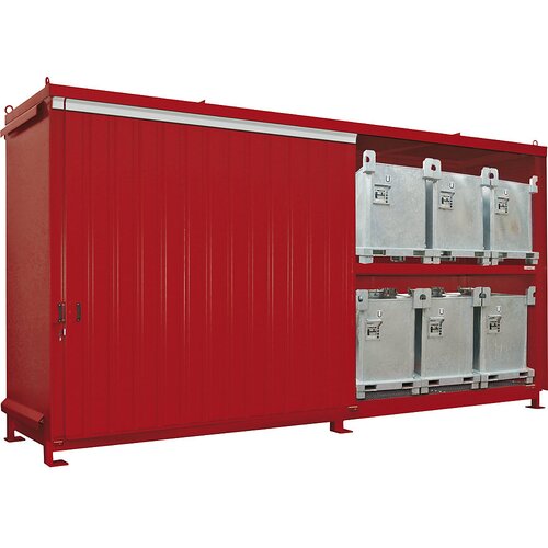 eurokraft pro Regalni kontejner za nevarne snovi, za št. cistern IBC KTC 12 x 1000 l, rdeča Cene