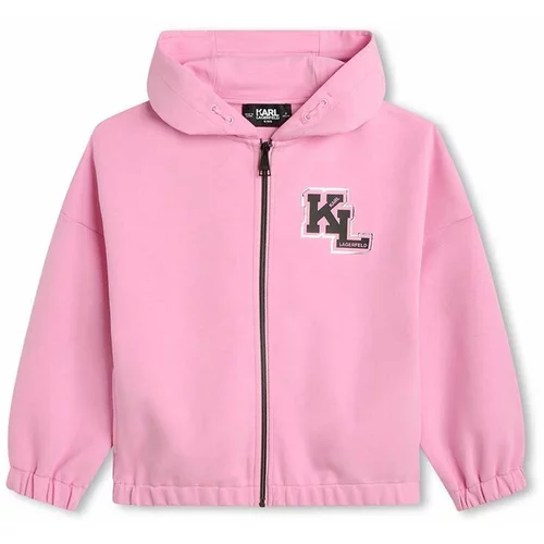 Karl Lagerfeld Dječja dukserica boja: ružičasta, s kapuljačom, s tiskom