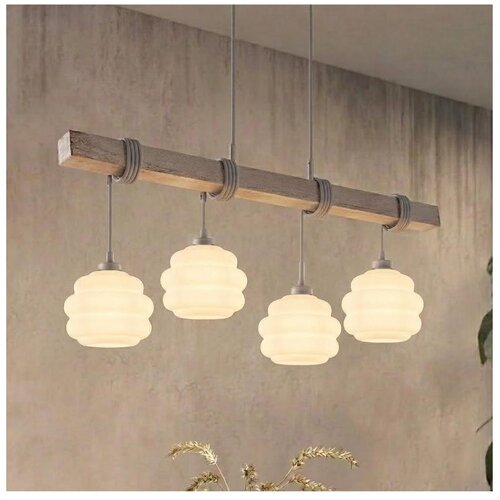 Brilagi Luster na sajli WOOD GLASS 4xE27/60W/230V borovina/siva/bela Cene