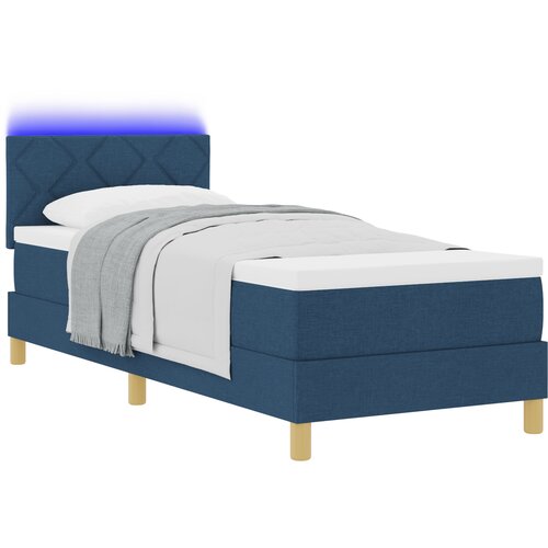 vidaXL Krevet s kutijom s madracem i LED plavi 80x200 cm tkanina Cijene