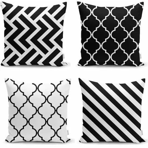 Minimalist Cushion Covers Komplet 4 prevlek za okrasne blazine BW Graphic Patterns, 45 x 45 cm