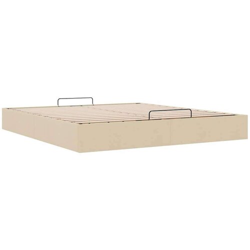 VidaXL Otomanski okvir kreveta bez madraca krem 160x200 cm od tkanine Slike
