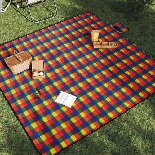 vidaXL Piknik odeja zložljiva večbarvna karirasta 200x200 cm žametna Cene