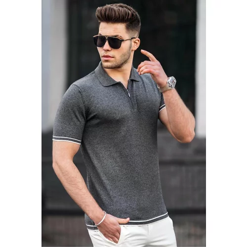 Madmext Anthracite Men's Polo Neck T-Shirt 5090