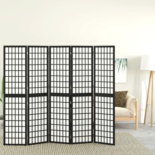 vidaXL zložljiv 5-delni paravan japonski stil 200x170 cm črne barve Cene
