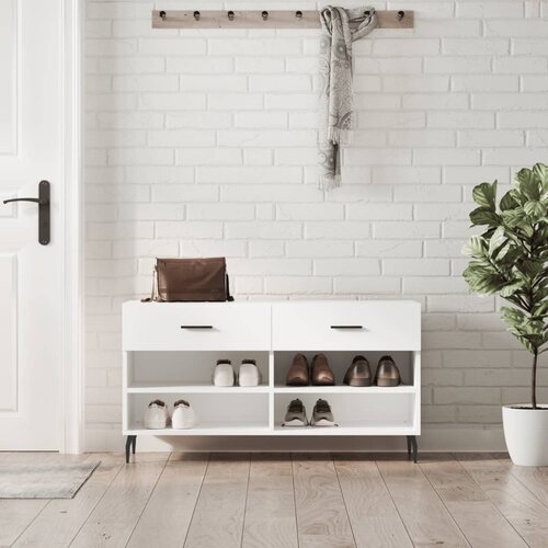 vidaXL Klop za čevlje bela 102x35x55 cm inženirski les Cene