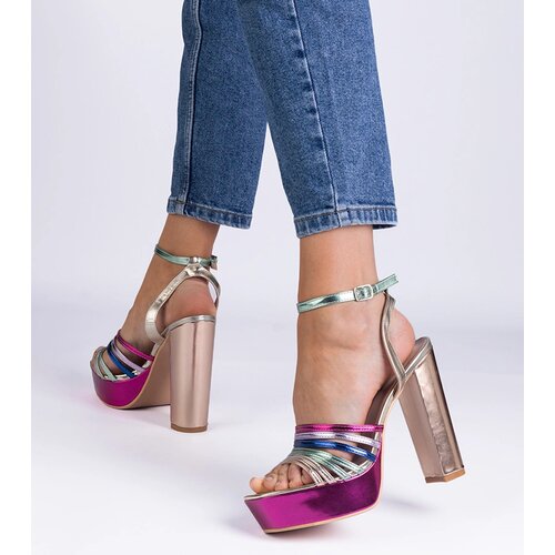 Gemre Multicolored massive block heel sandals Veransa Cene