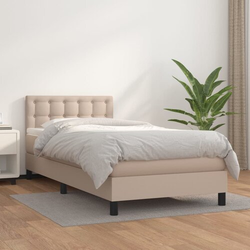 The Living Store Box spring postelja z vzmetnico kapučino 80x200 cm umetno usnje - Box Spring Postelja, (21521036) Slike