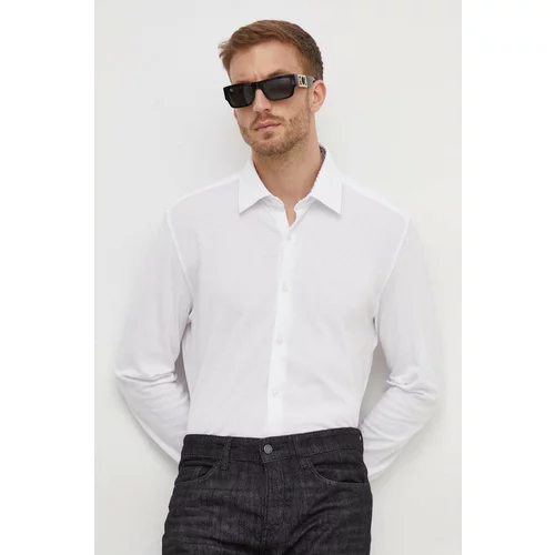 Boss Pamučna košulja za muškarce, boja: bijela, relaxed, s klasičnim ovratnikom