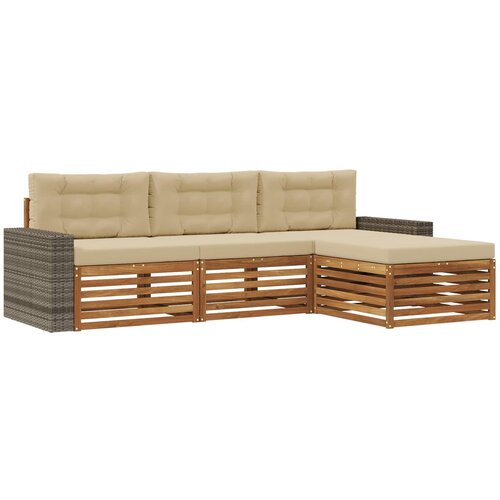 vidaXL Zunanja garnitura za sedenje 4 pcs Naravna in bež Poliester, (5000269791) Cene