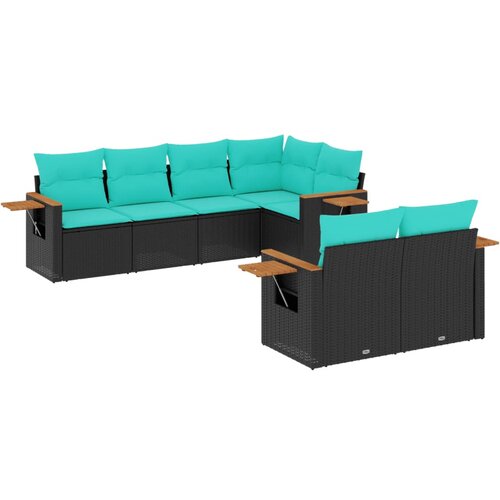 vidaXL 7-dijelni set vrtnih sofa od poliratana s jastucima crni Cijene