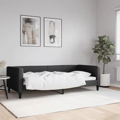 vidaXL Raztegljiva postelja črna 90x200 cm blago