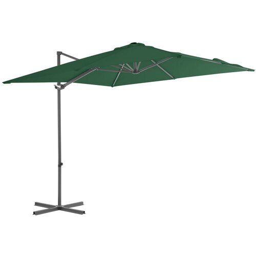 VidaXL konzolni suncobran s čeličnom &amp;scaron;ipkom zeleni 250 x 250 cm Slike