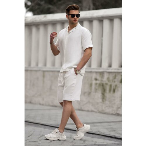 Madmext Men's White Basic Shorts Set Slike