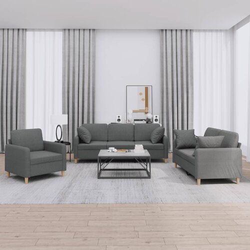 vidaXL 3-dijelni set sofa s jastucima tamnosivi od tkanine Cijene
