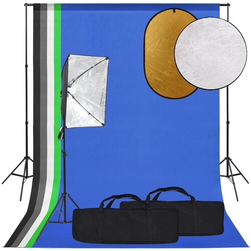 vidaXL Foto studijski komplet s softbox lučjo, ozadjem in odbojnikom Cene