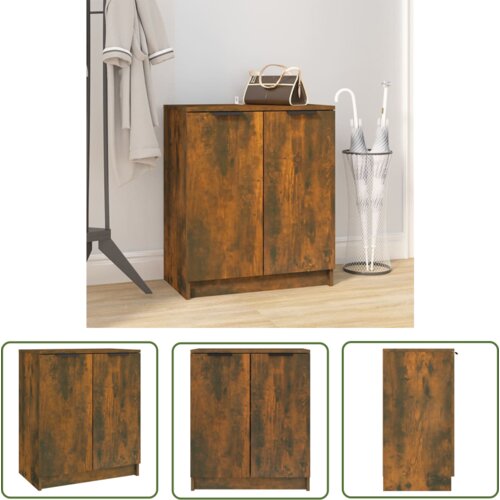 The Living Store Omarica za čevlje dimljeni hrast 59x35x70 cm konstruiran les - Omarica Za Čevlje, (21744885) Cene