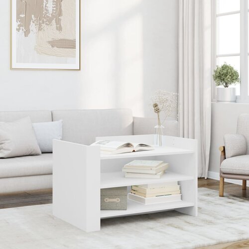  Stolić za kavu bijeli 80 x 50 x 50 cm od konstruiranog drva Slike