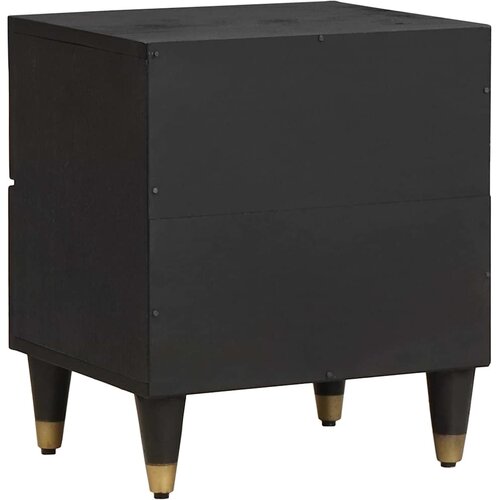  Noćni ormar s ladicama Crna 40 x 33 x 46 cm Čvrsto drvo manga Slike