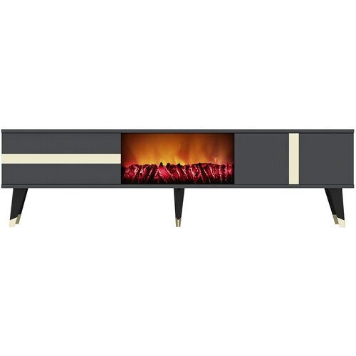 Hanah home Vania Fireplace - Anthracite, Gold AnthraciteGold TV Stand Cene
