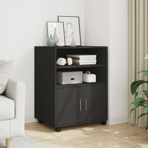 vidaXL Ormarić s kotačima crni 60 x 48 x 81 cm od konstruiranog drva Cijene
