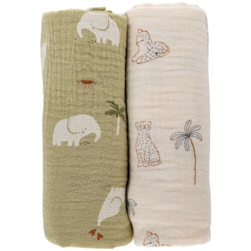 Bubaba by FreeON tetra pelena muslin, 2/1 70x70cm green/beige Slike