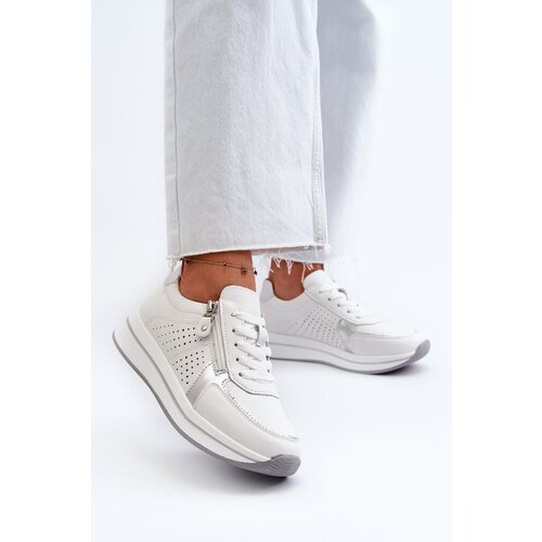 Kesi Women&amp;#039;s leather sneakers on the White Ligustra platform Slike