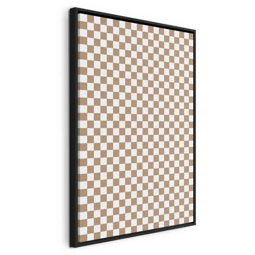  Slika - Checkerboard Pattern - Brown-White Grid with a Subtle Noise 60x90 U crnom drvenom okviru Cijene